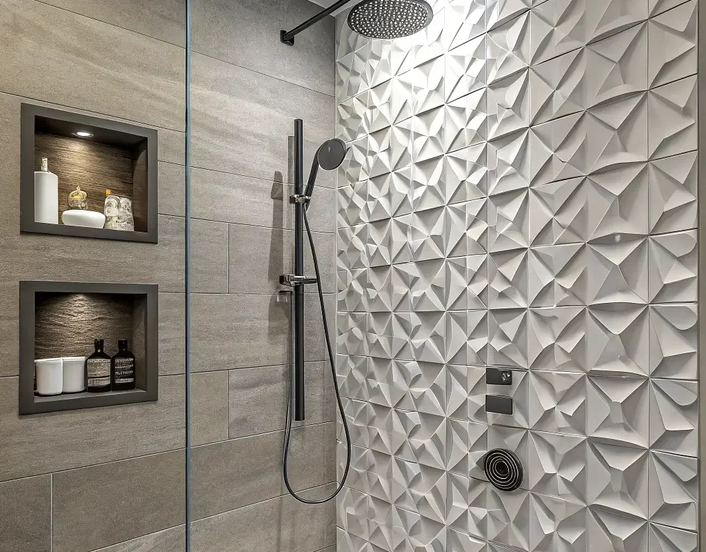Textured 3D Wall Shower Tiles