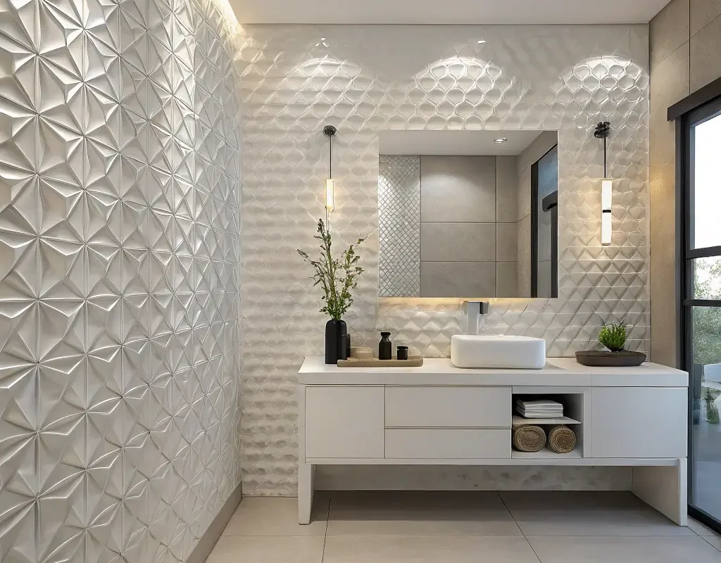 Textured 3D White Tiles