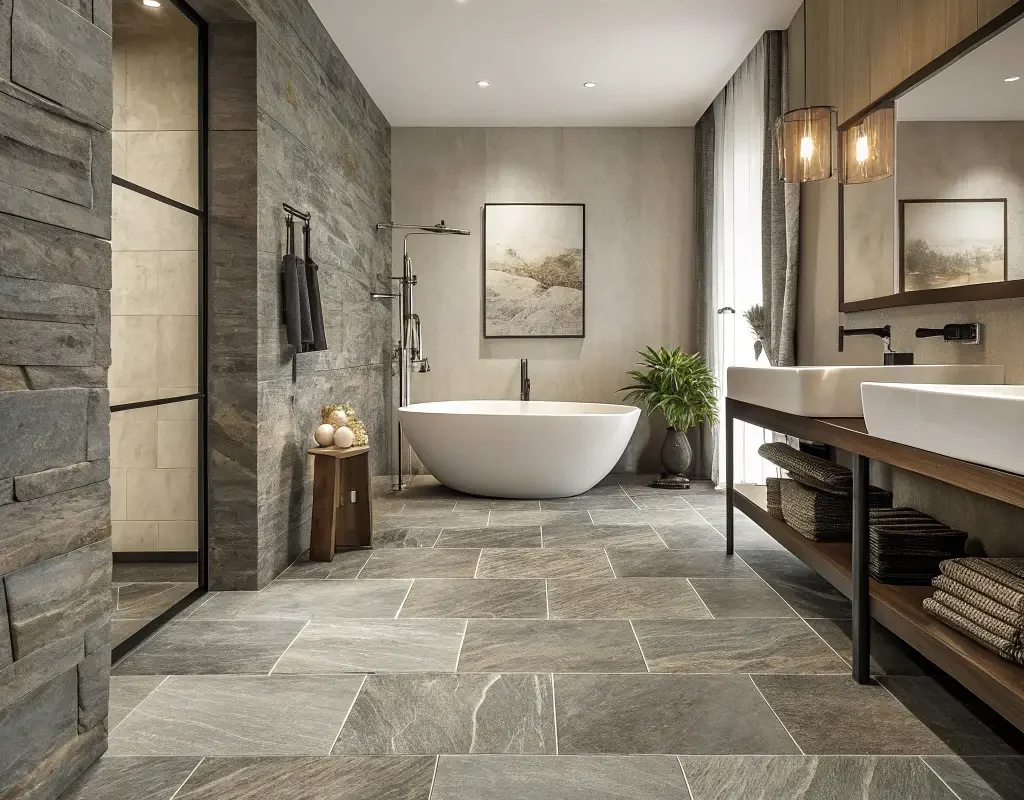 Textured Stone Bathroom Tiles