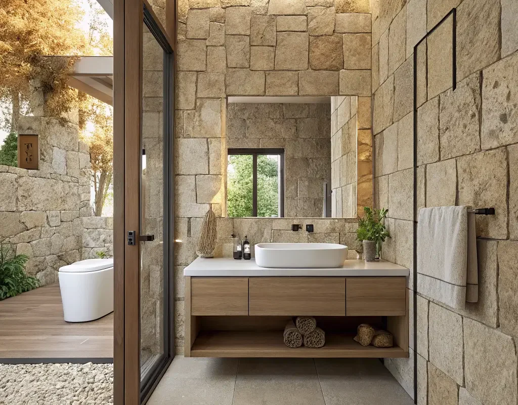Textured Stone Bathroom Tiles