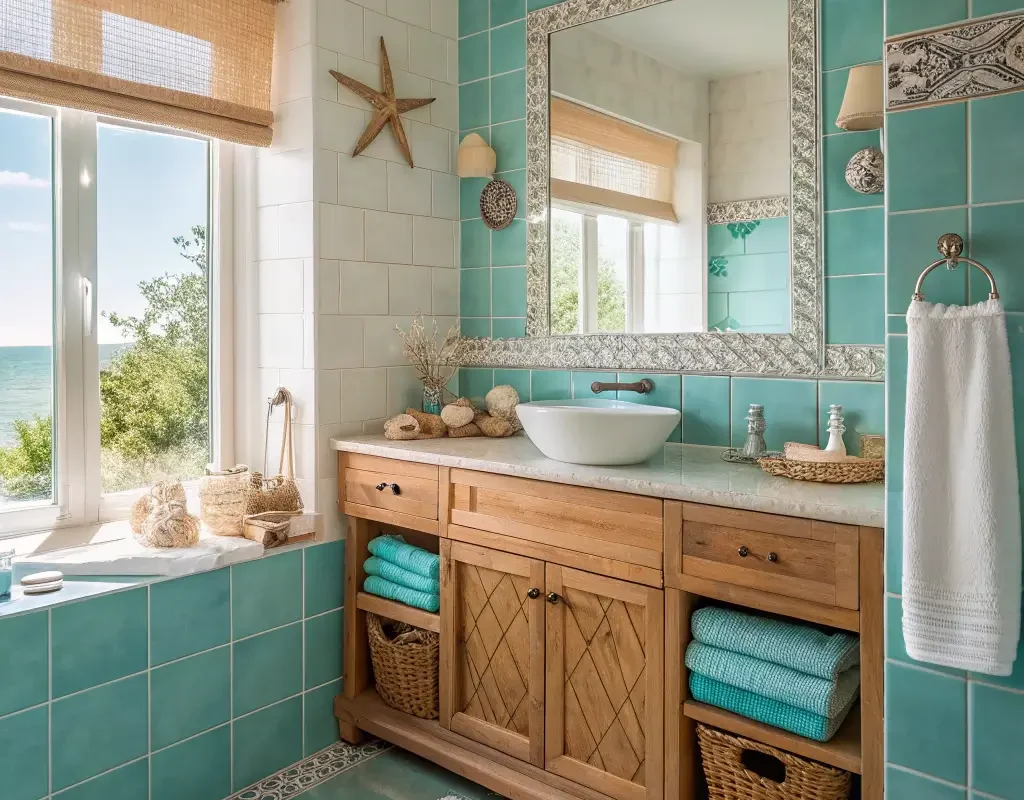 Turquoise Coastal Bathroom Vibes