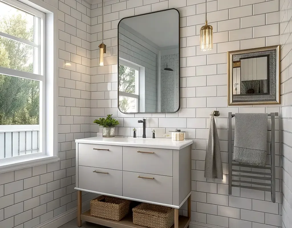 Vertical Subway Tile Bathroom Walls
