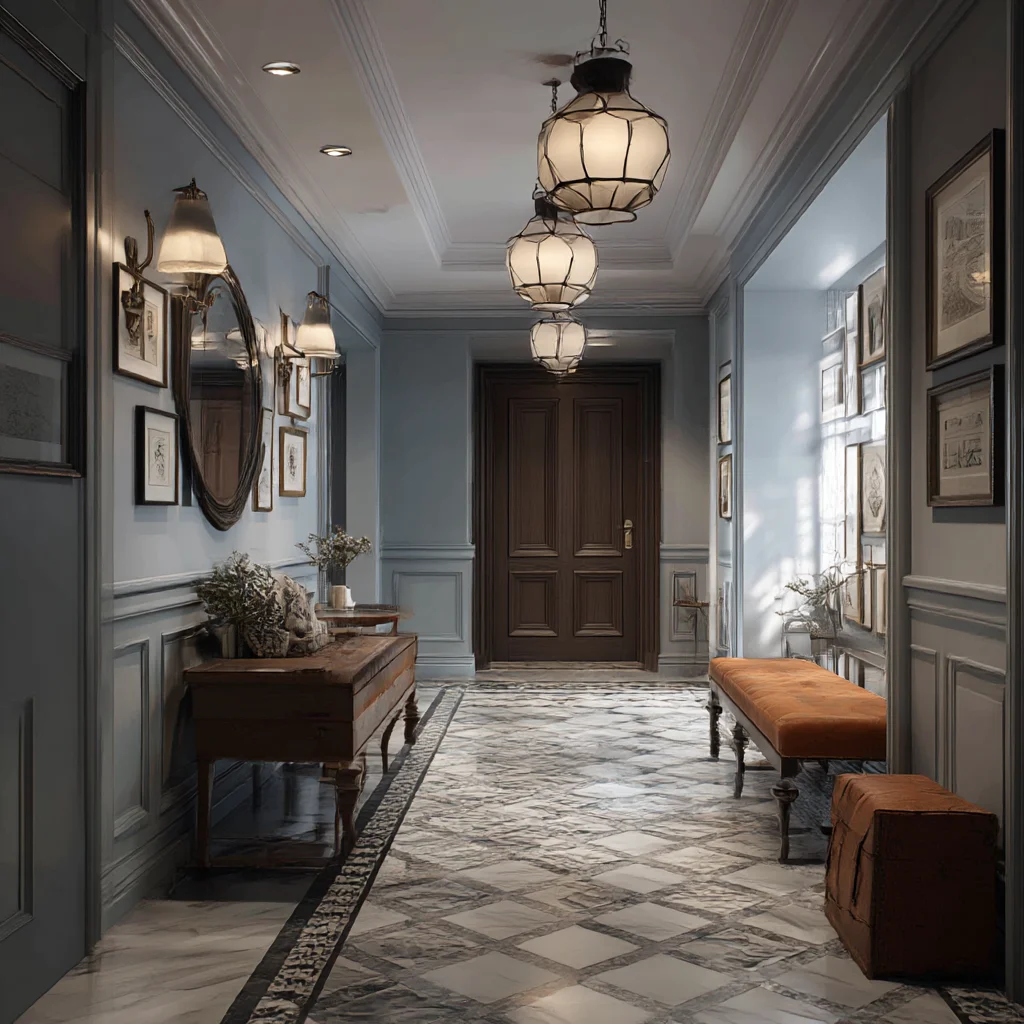 Warm Rustic Hallway with Natural Textures