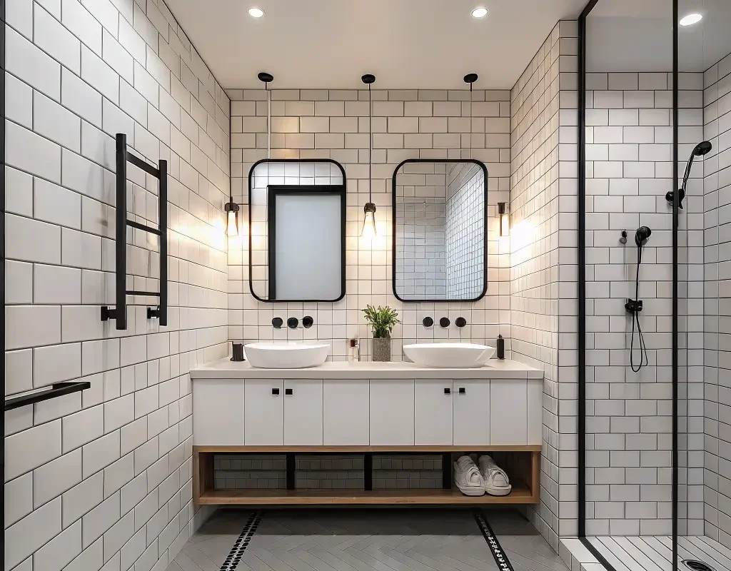 White Tiles with Black Grout