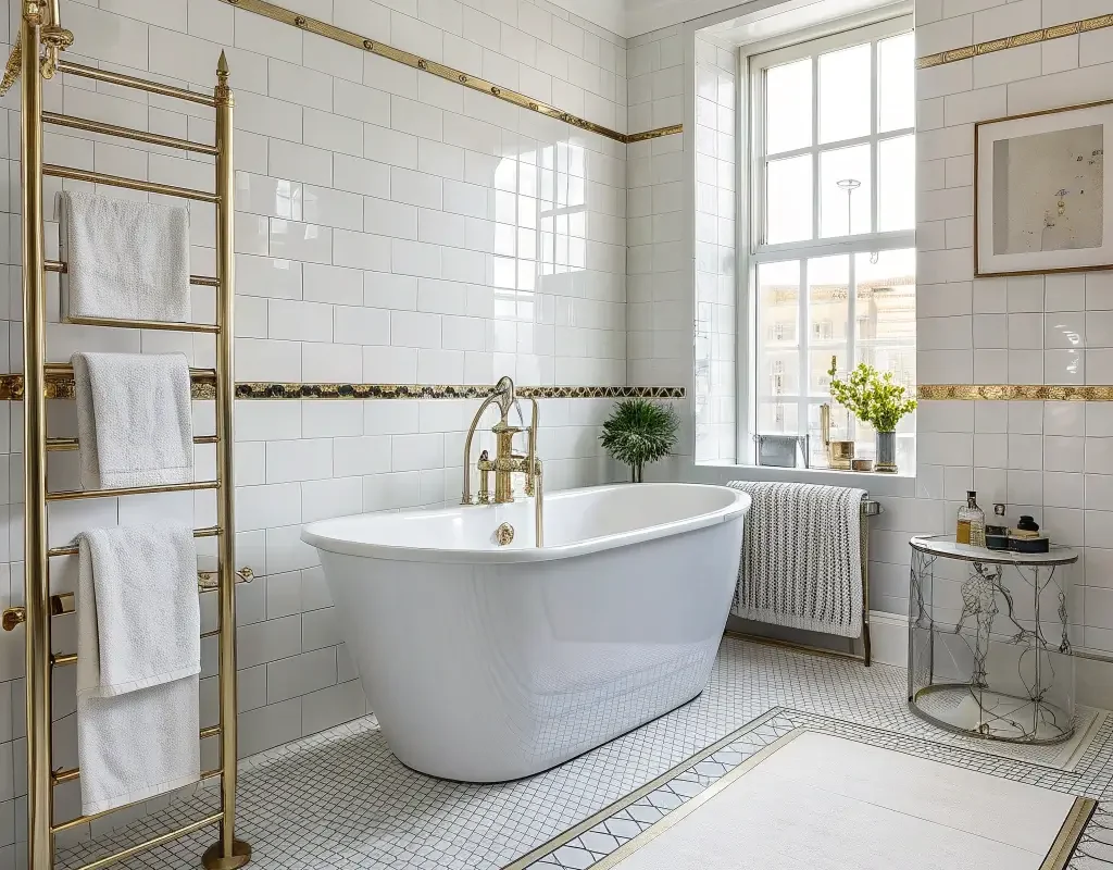 White Tiles with Metallic Trim