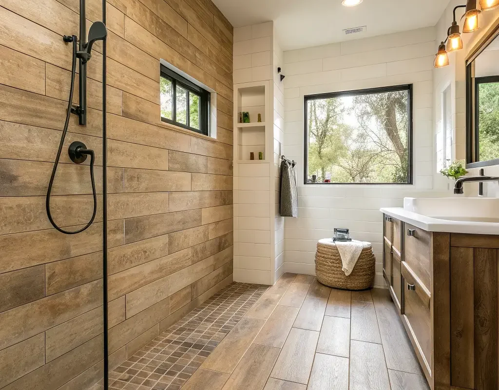 Wood Look Porcelain Shower Tiles