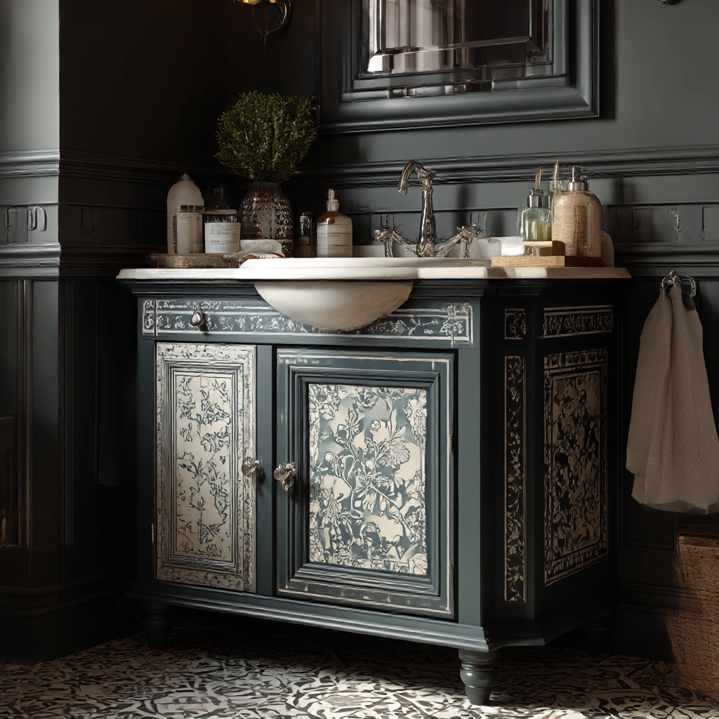 elegant charcoal floral vanity