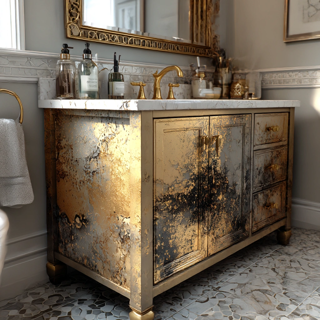 luxurious gold leaf vanity design
