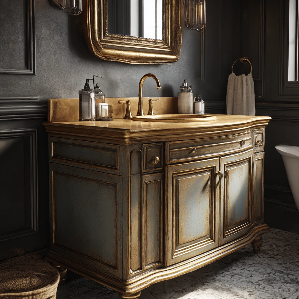 regal gold vanity with antique finish
