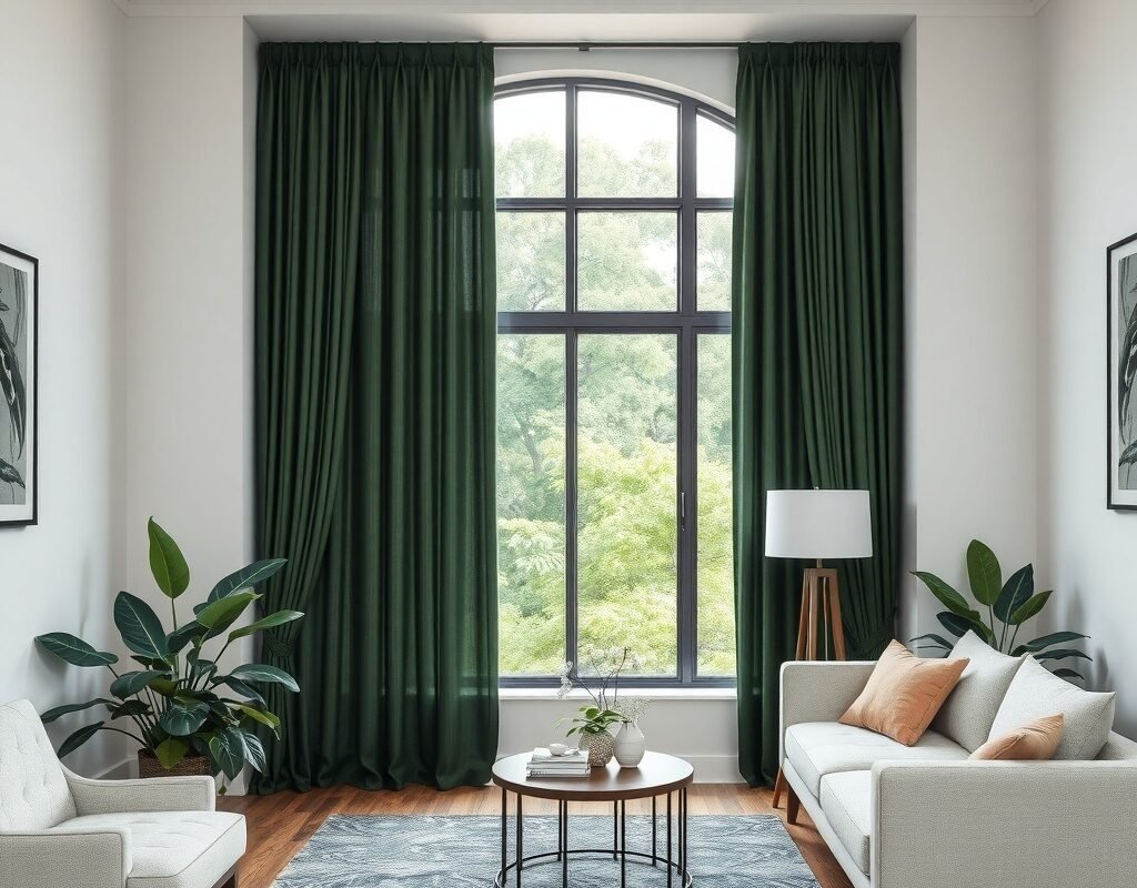dark green curtains