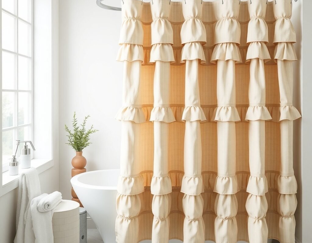 farmhouse ruffle shower curtain