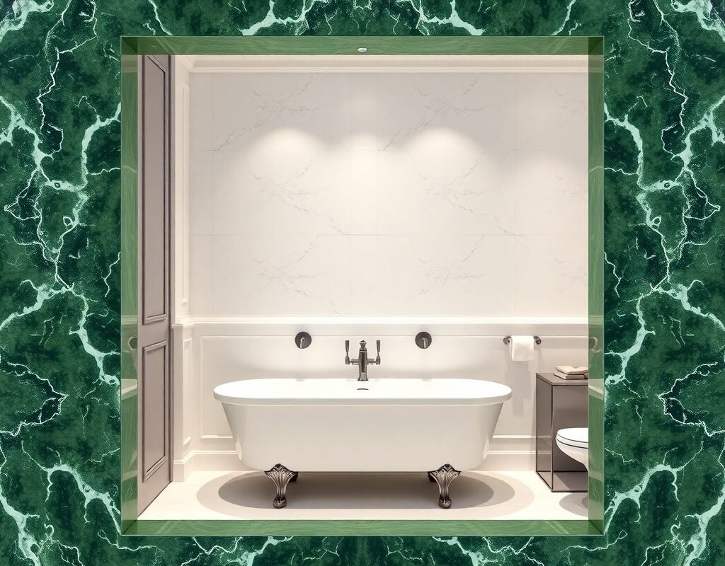 green marble border tile