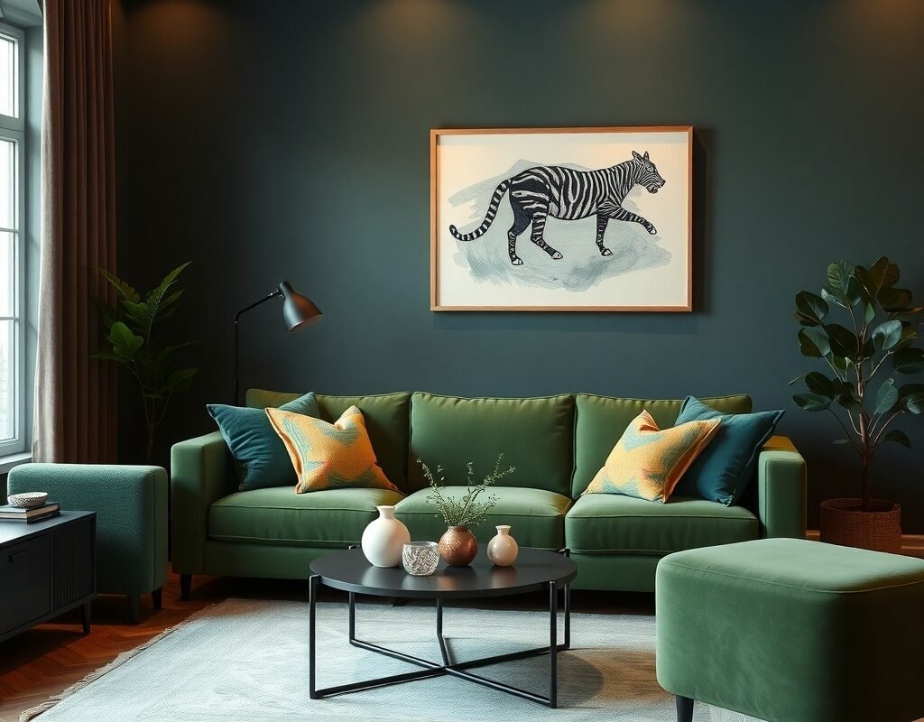green sofa