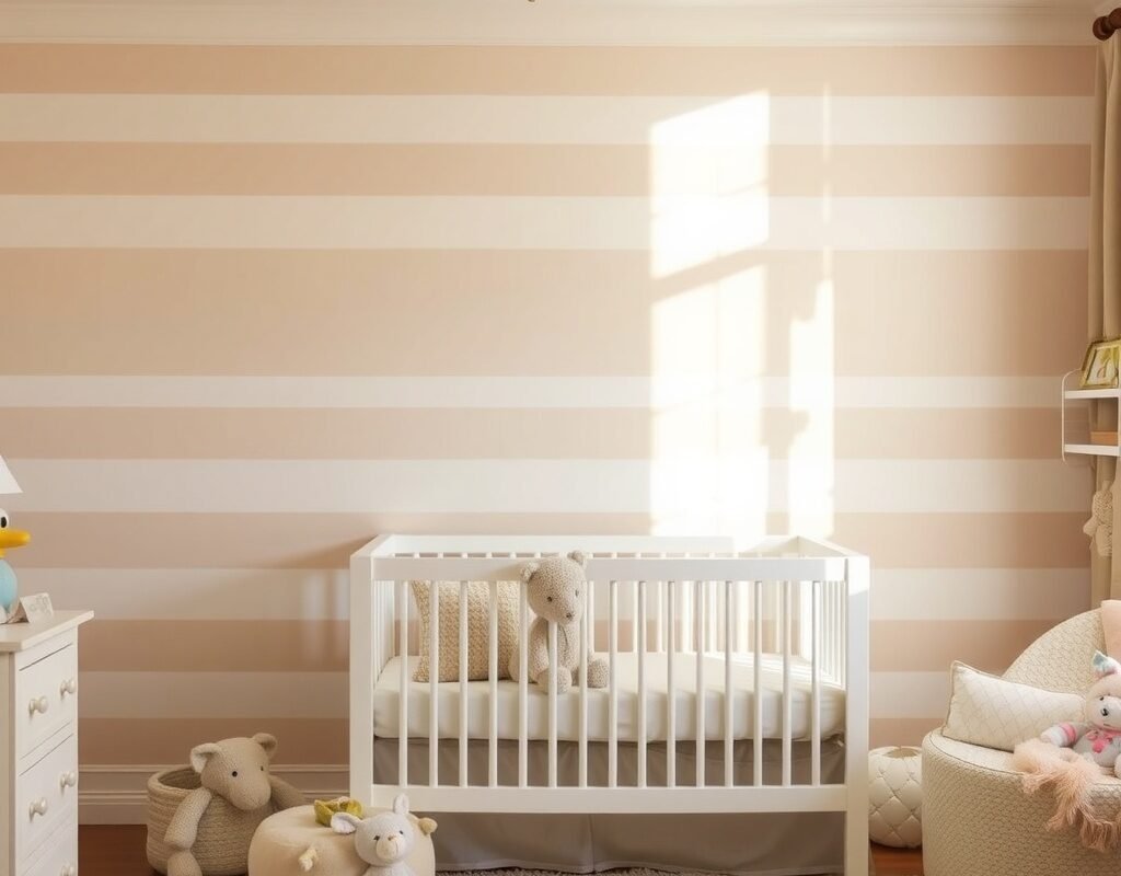 greige stripes on one wall