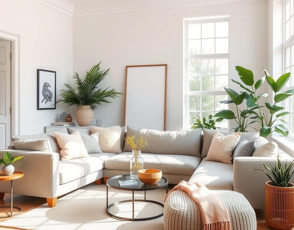 greige white and soft blush