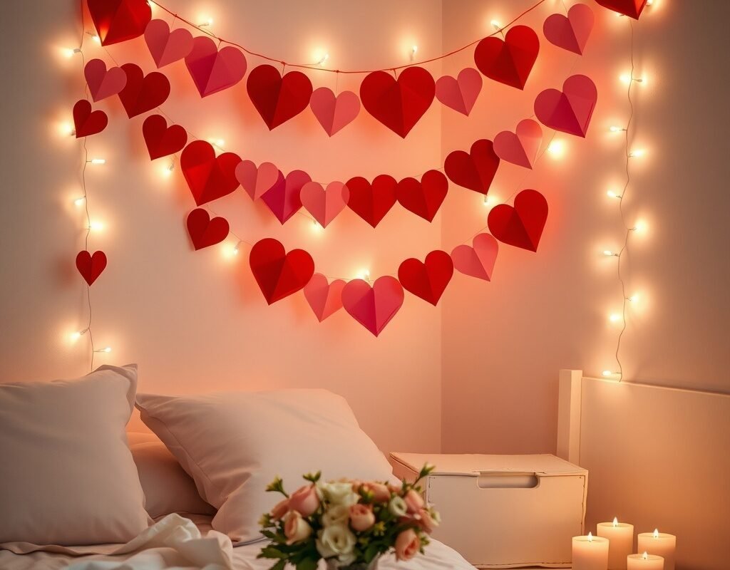 heart garland on the wall