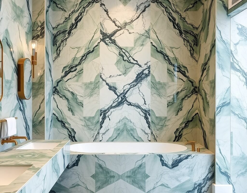 marble mosaic feature wall