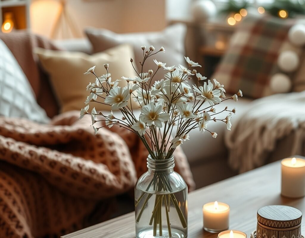 mini vase with white flowers