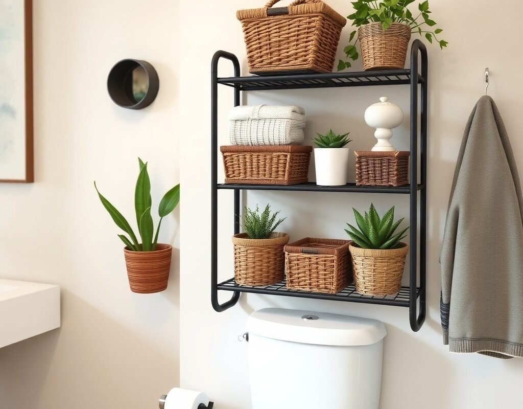 over the toilet storage rack no drilling