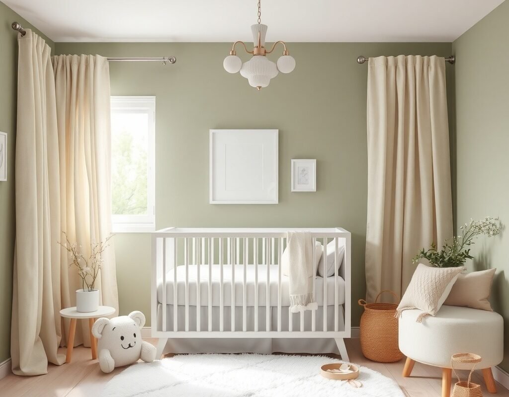 sage green and linen