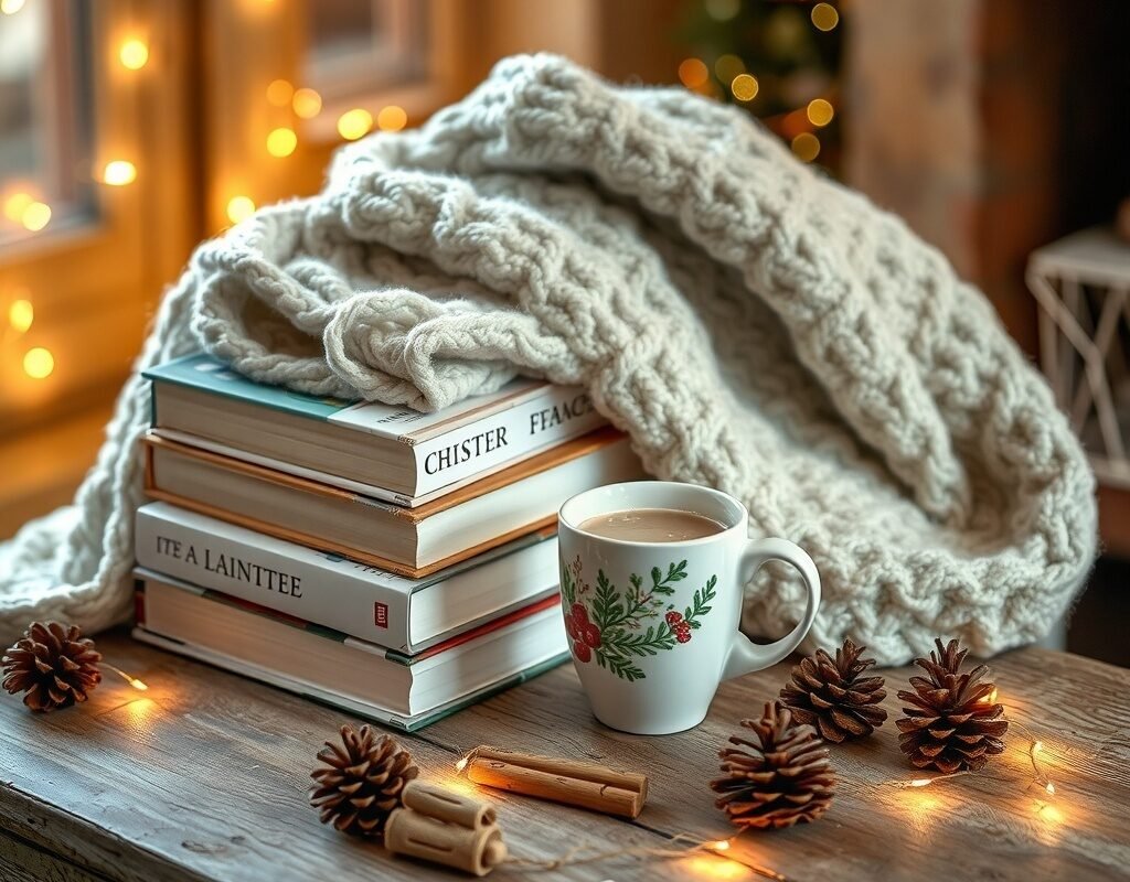 stack of winter themed books