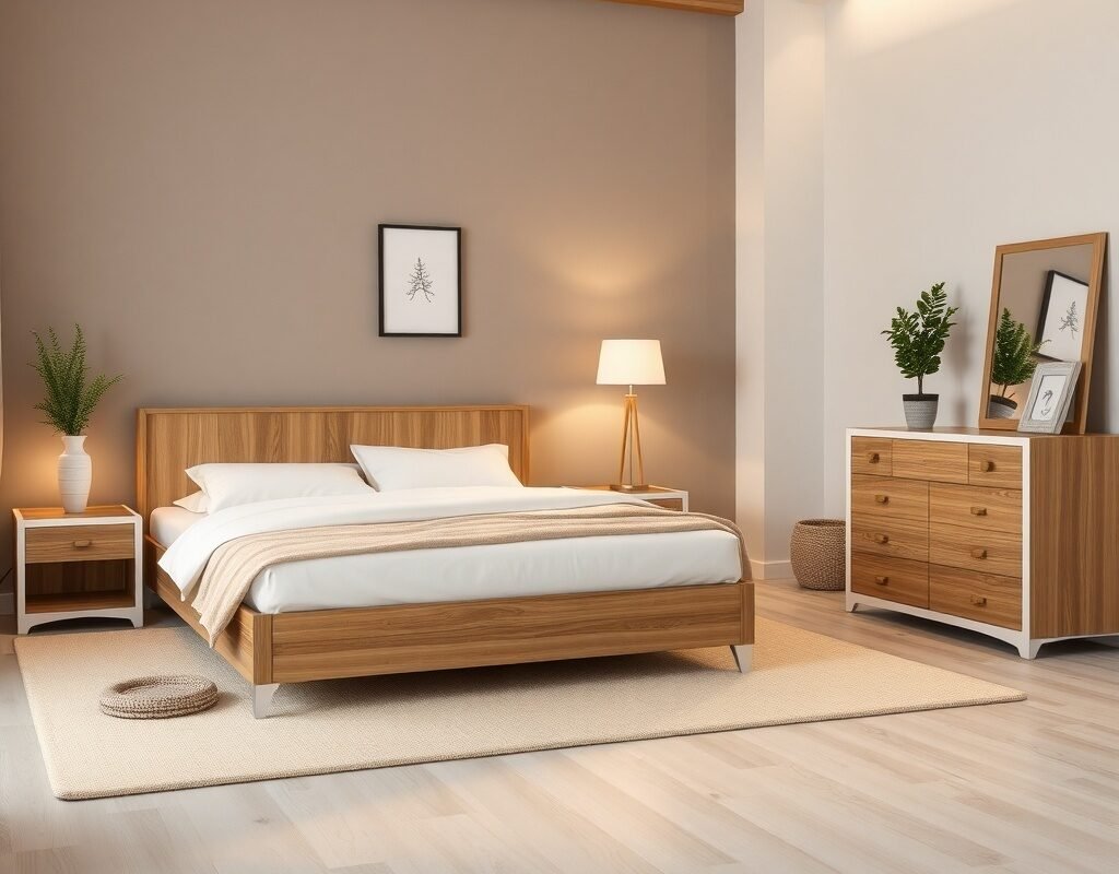 two tone wood and white set