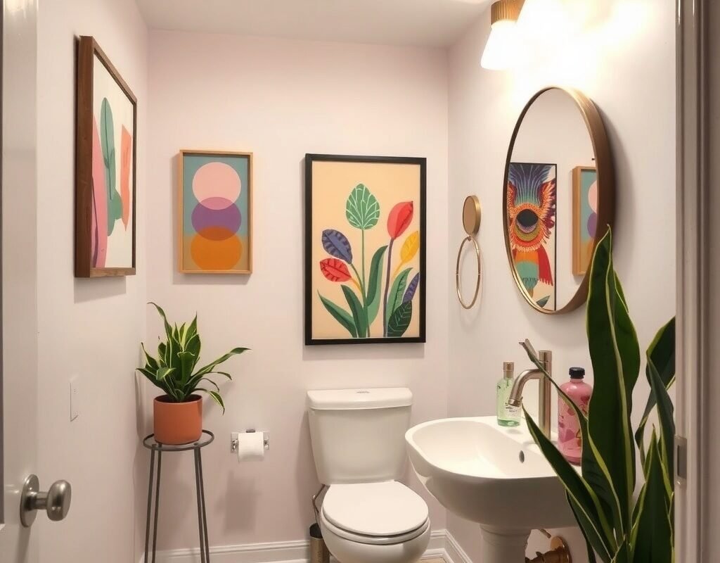 bright artwork or wall decor