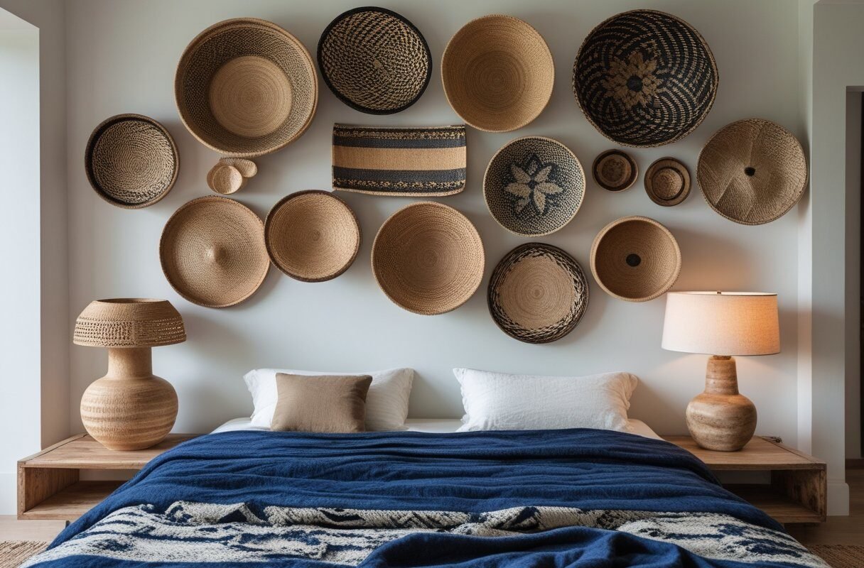 A Collection of Woven Baskets as 3D Wall Art