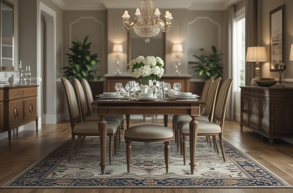 Add a Large Rug Under the Dining Table