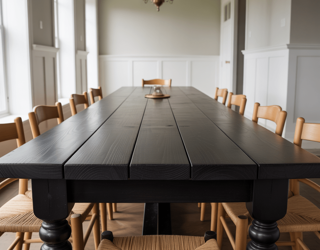 Black Farmhouse Dining Room Table for Bold Contrast