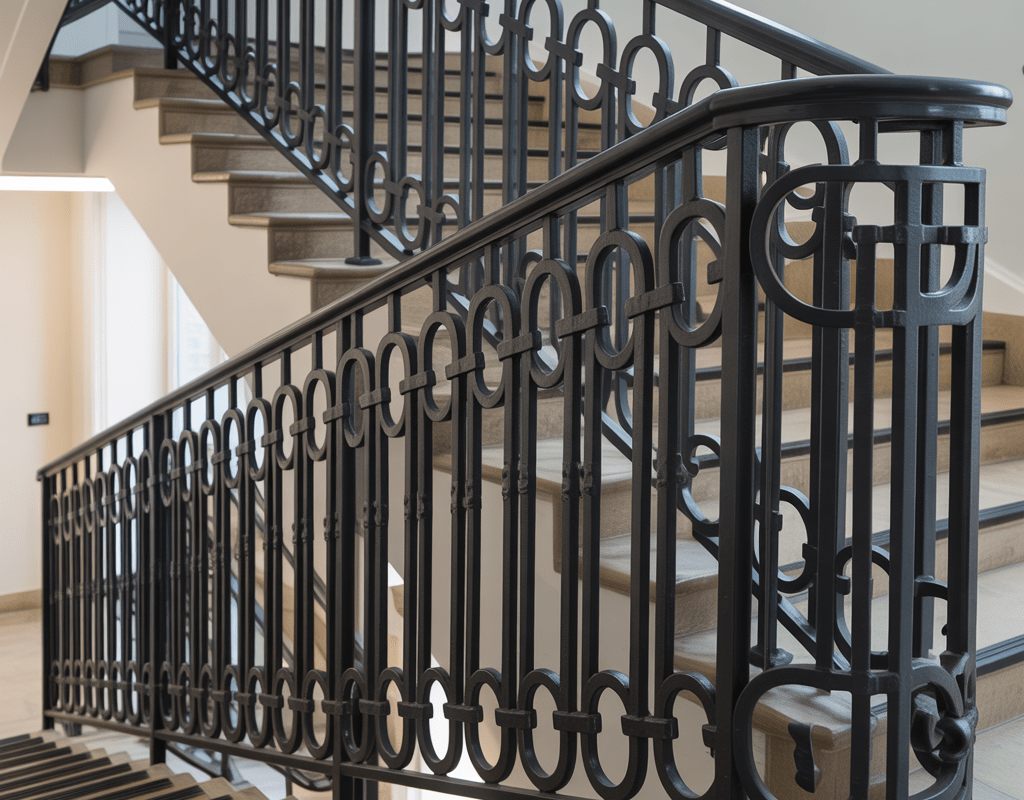 Black Metal Stairs Railing Design