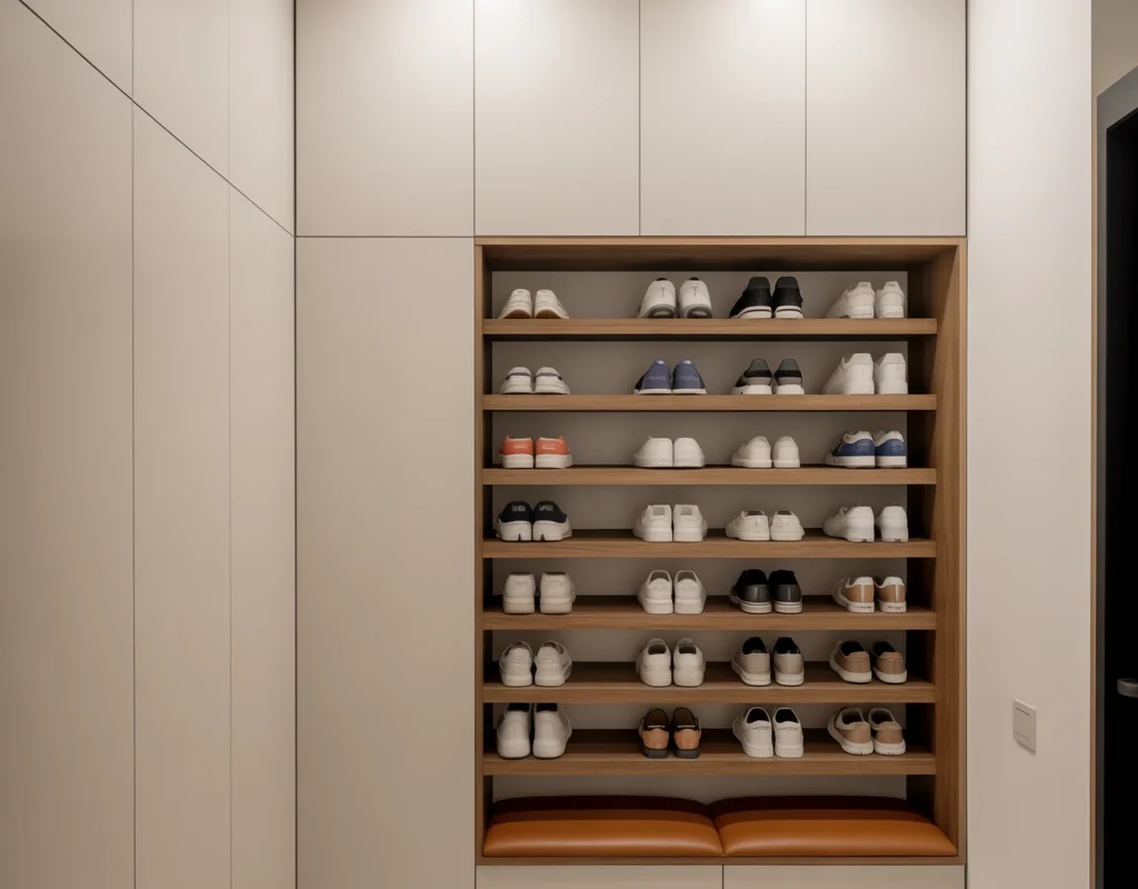 Built In Shoe Rack Design for a Seamless Entryway