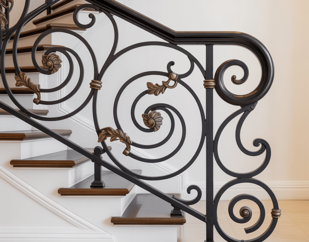 Classic Wrought Iron Stairs Railing Design