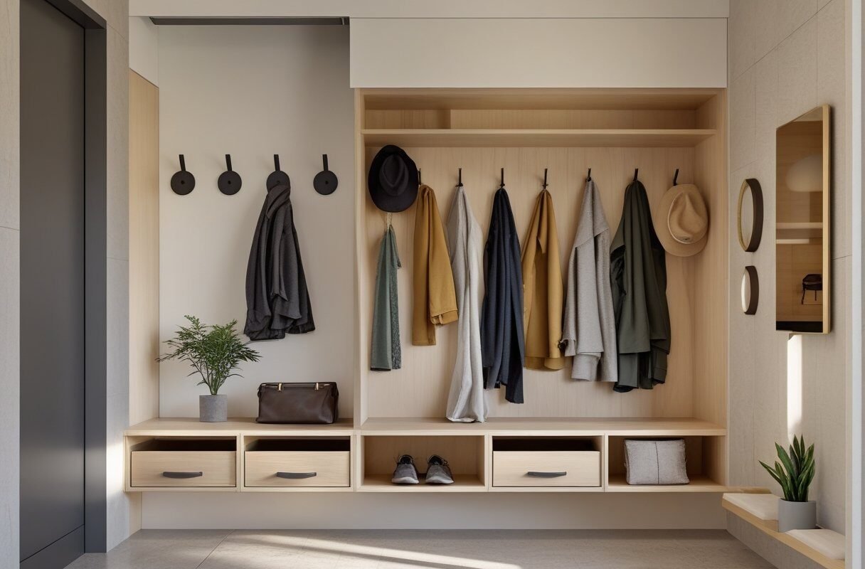 Coat Hooks and Storage Integration