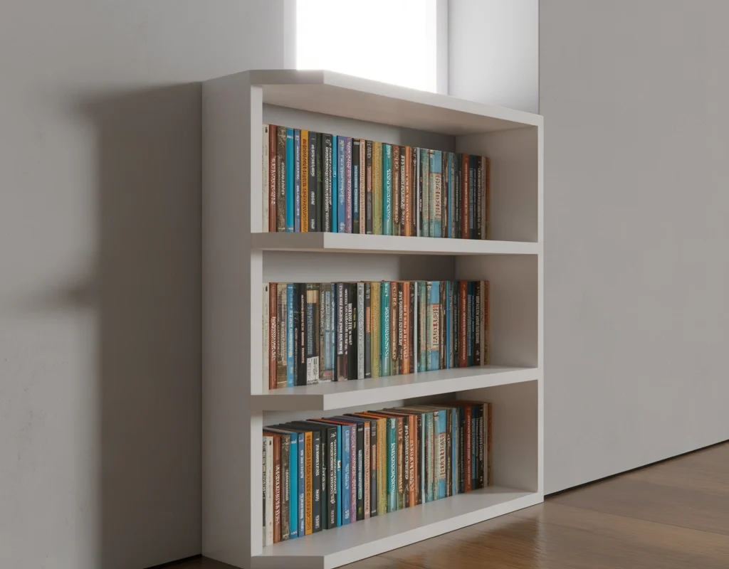 Corner Book Rack Design for Unused Spaces