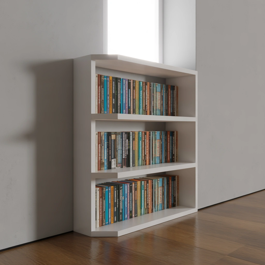 Corner Book Rack Design for Unused Spaces
