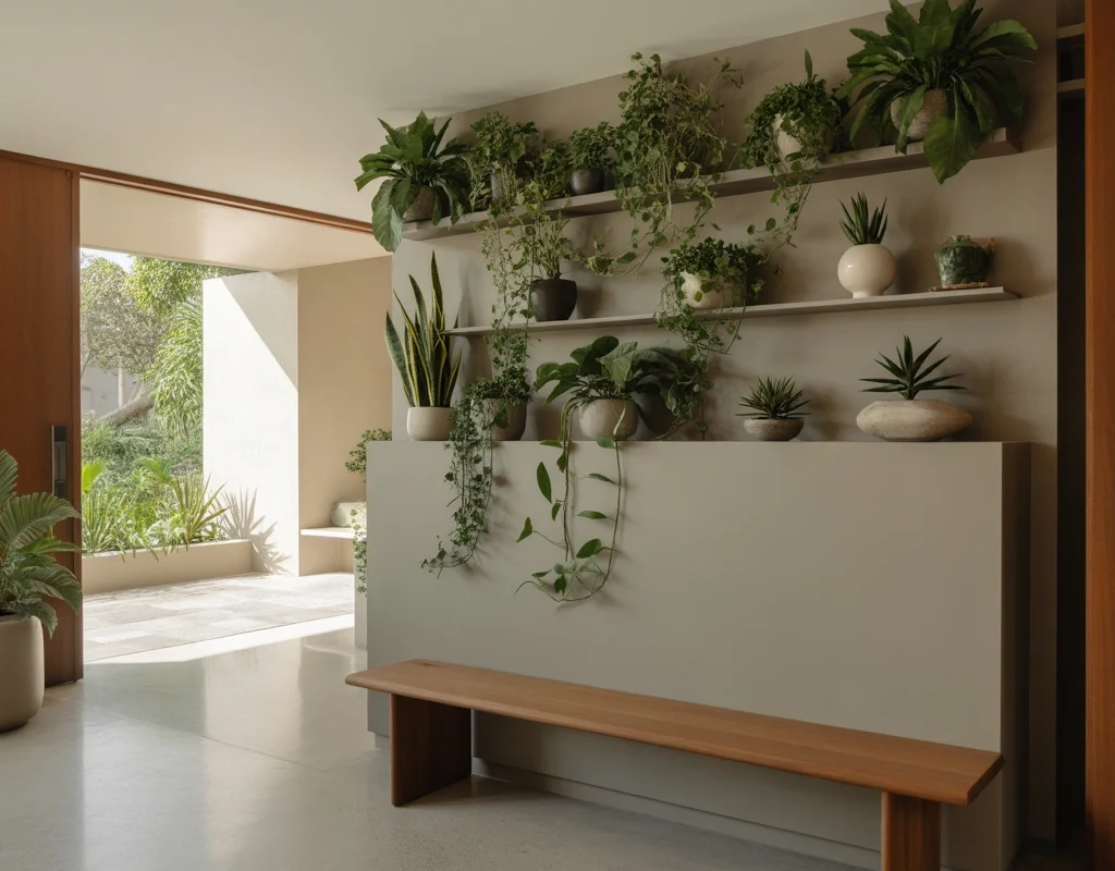 Create a Calm Natural Entry Wall with Plants
