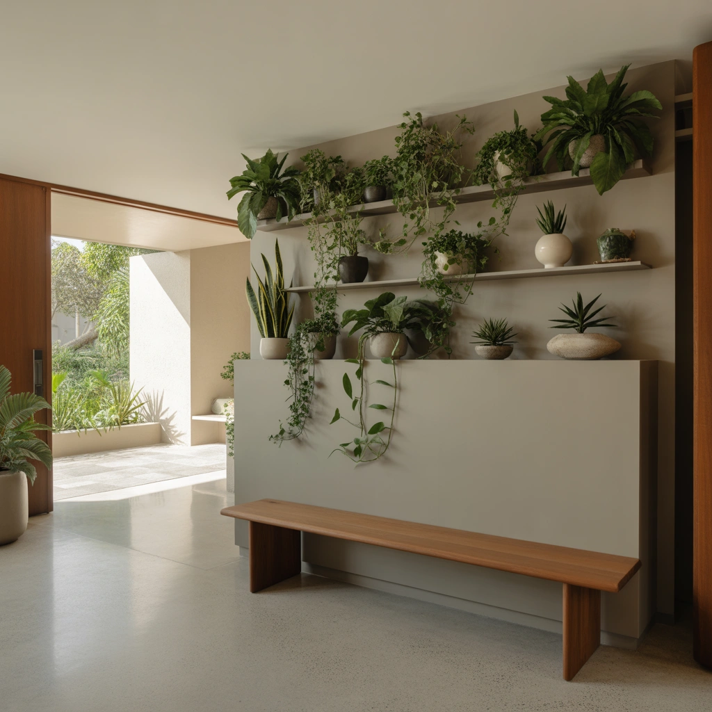 Create a Calm Natural Entry Wall with Plants