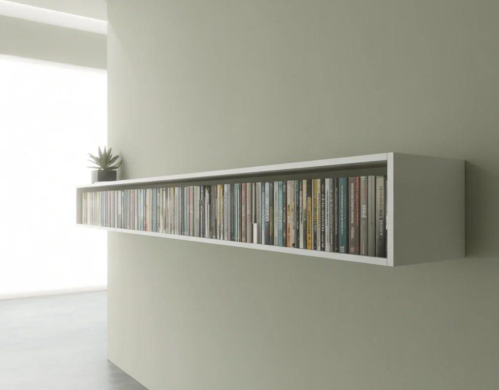 Floating Book Rack Design for a Minimal Interior