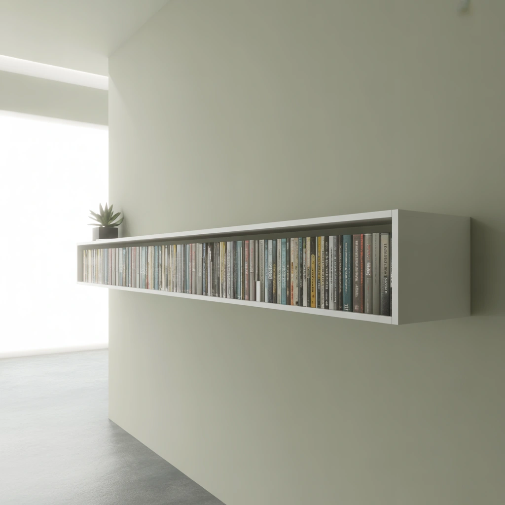 Floating Book Rack Design for a Minimal Interior