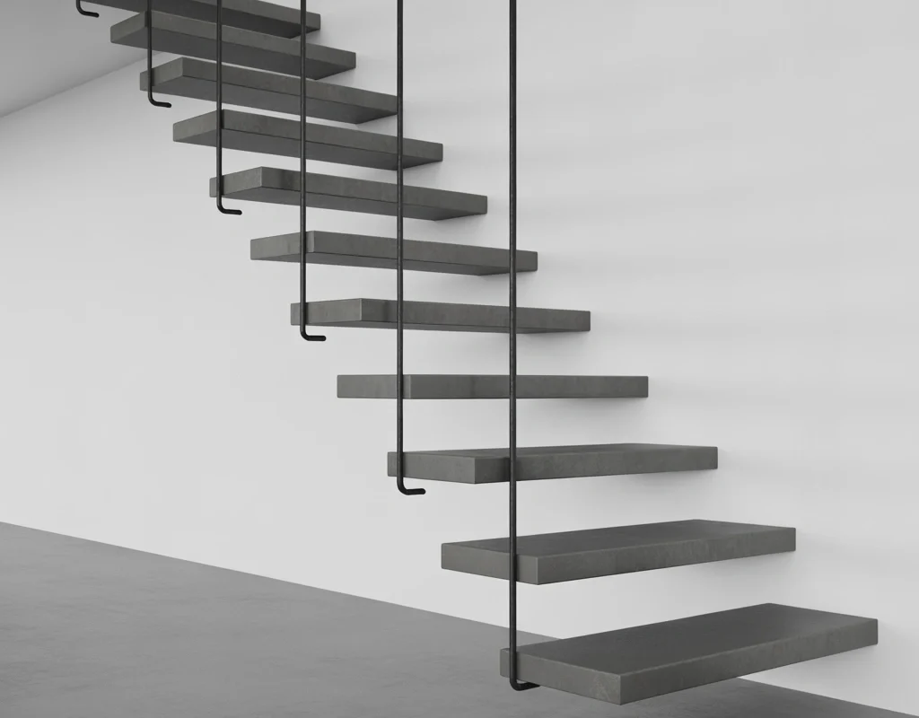 Floating Concrete Steps with Metal Support
