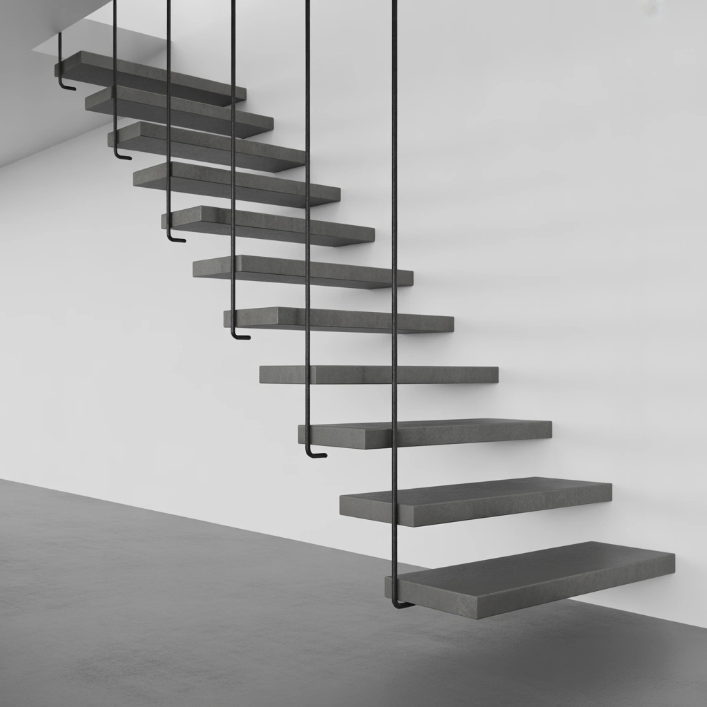 Floating Concrete Steps with Metal Support