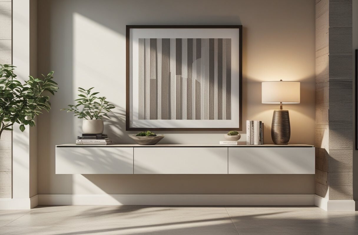 Floating Console with Decorative Accents