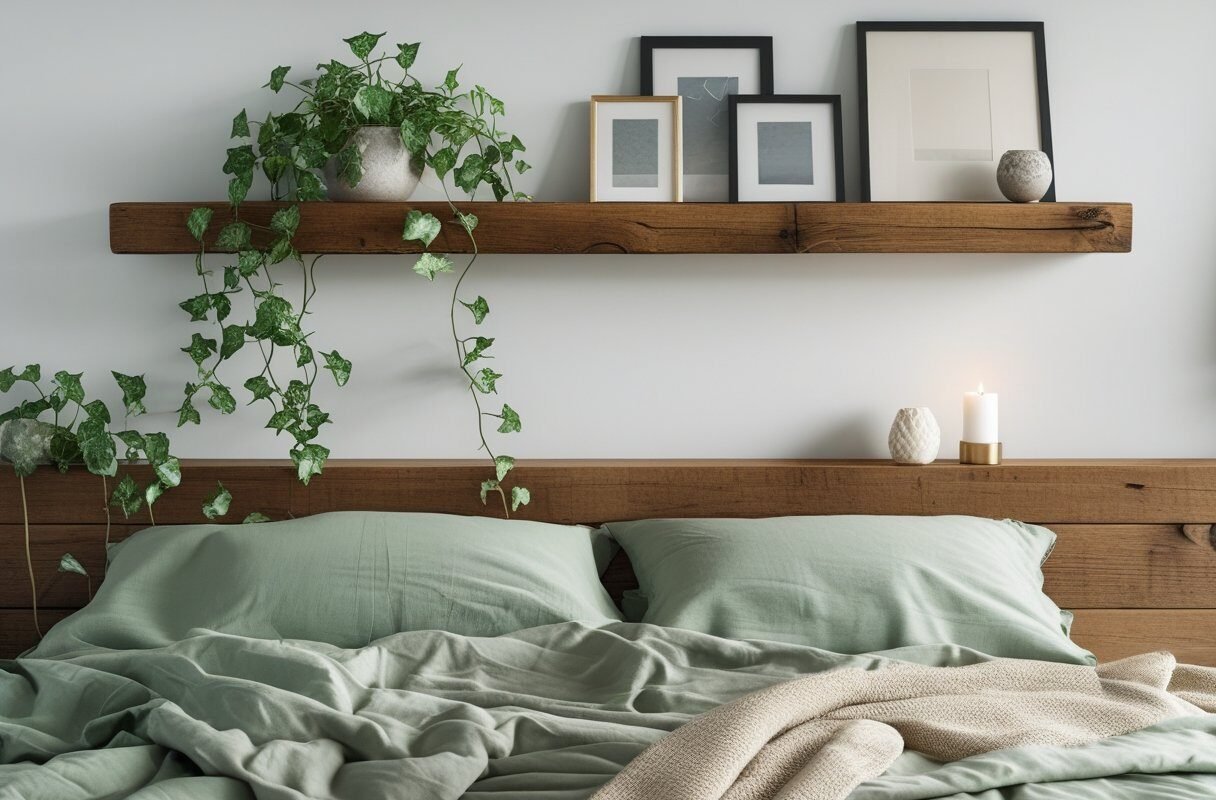 Floating Shelf Gallery with Leaning Art and Objects