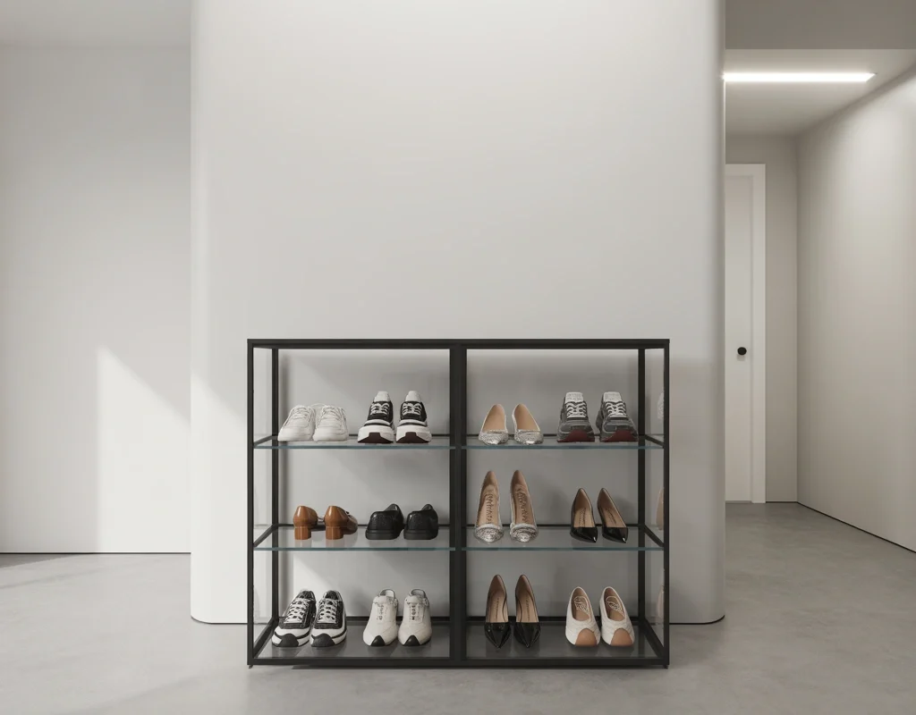 Glass Door Shoe Rack for a Stylish Display