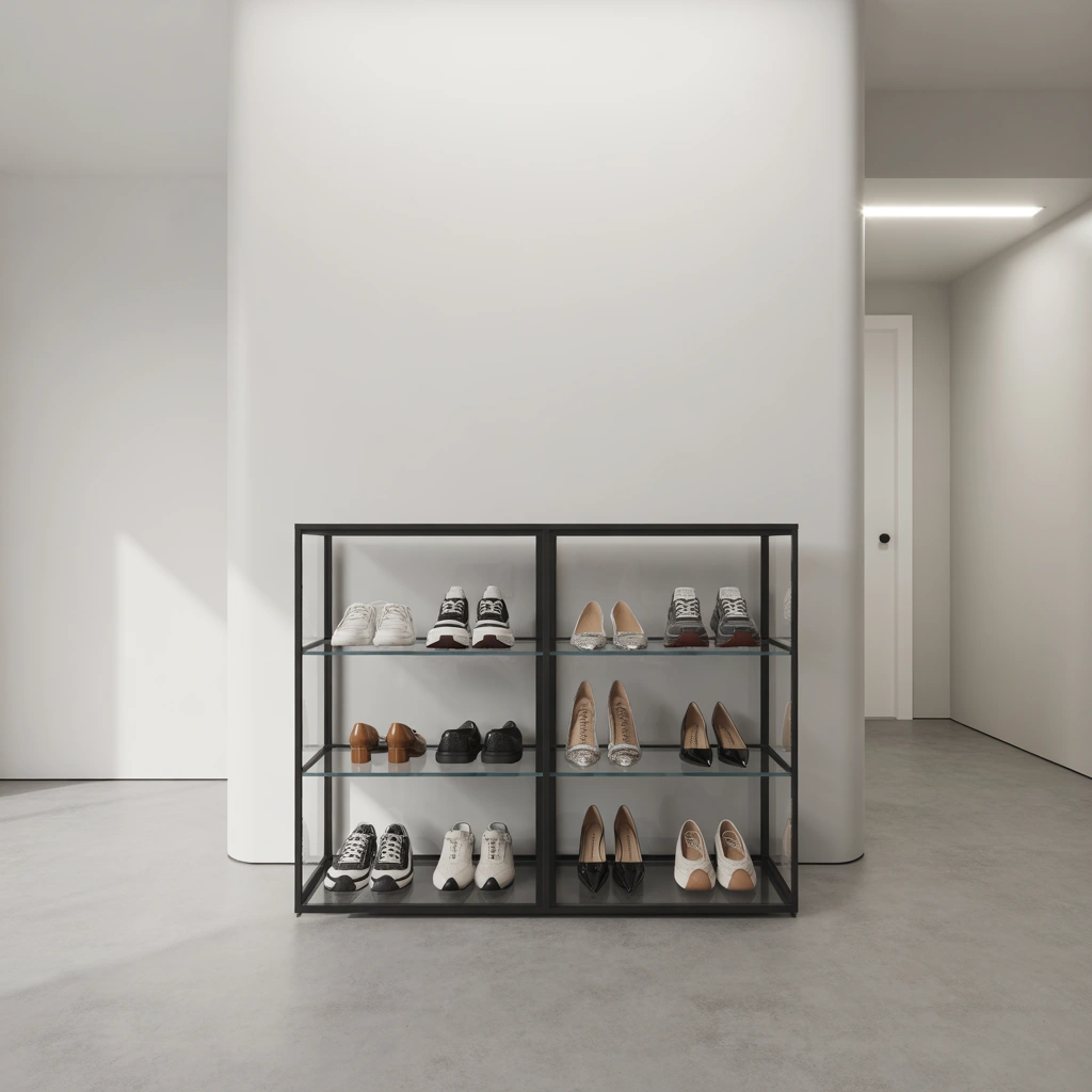 Glass Door Shoe Rack for a Stylish Display