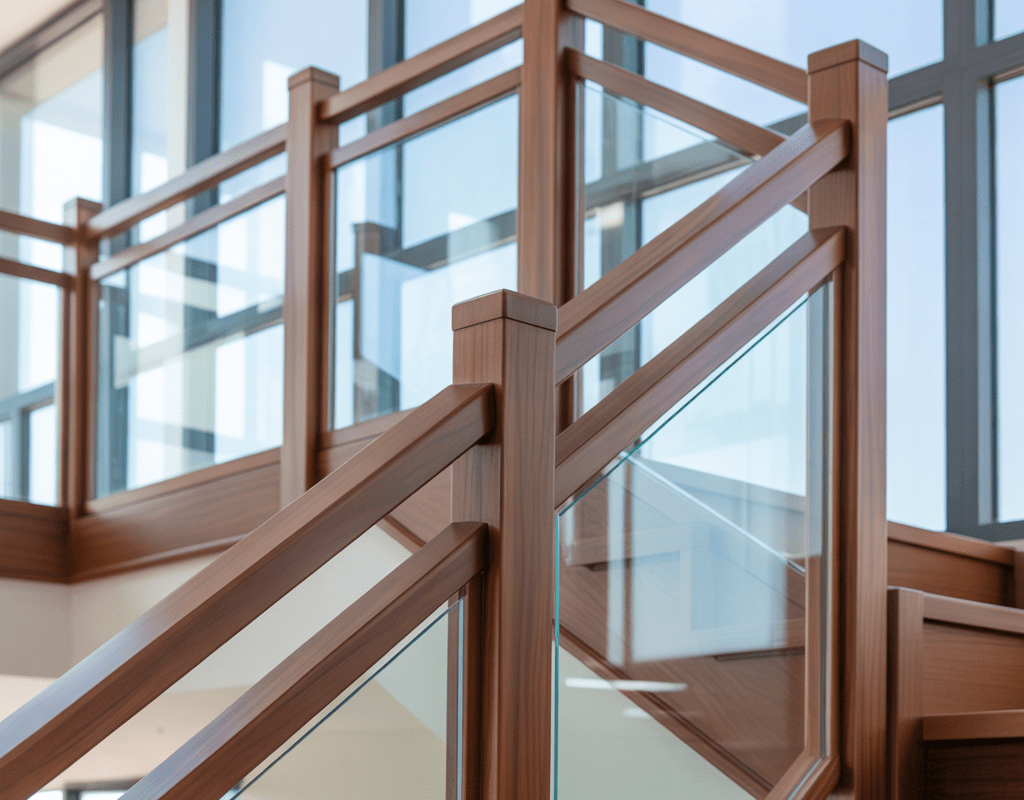 Glass and Wood Combination Railing