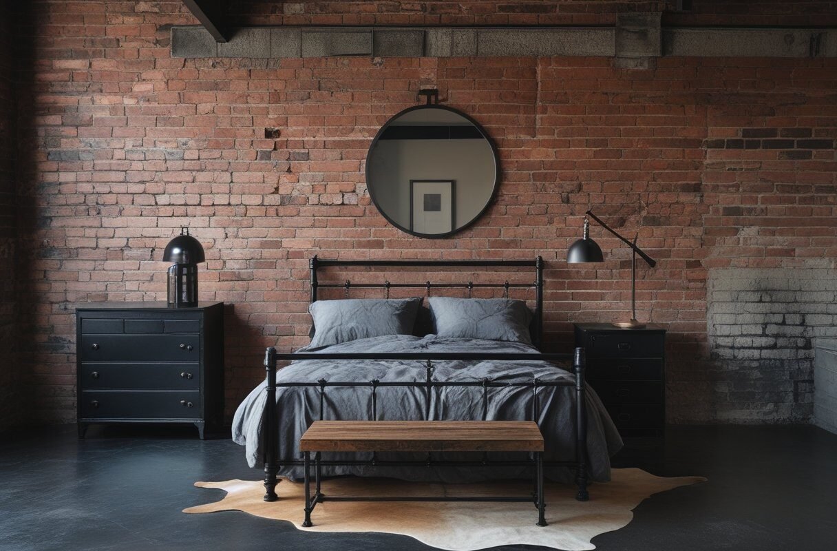 Industrial Loft with Black Metal and Exposed Brick