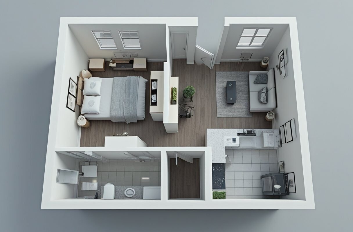 L Shaped Layout for Privacy