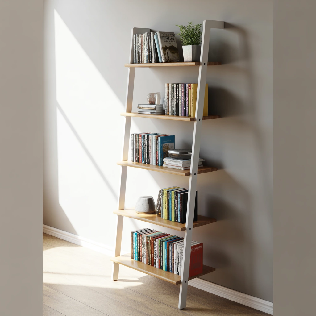 Ladder Style Book Rack Design for a Casual Modern Look